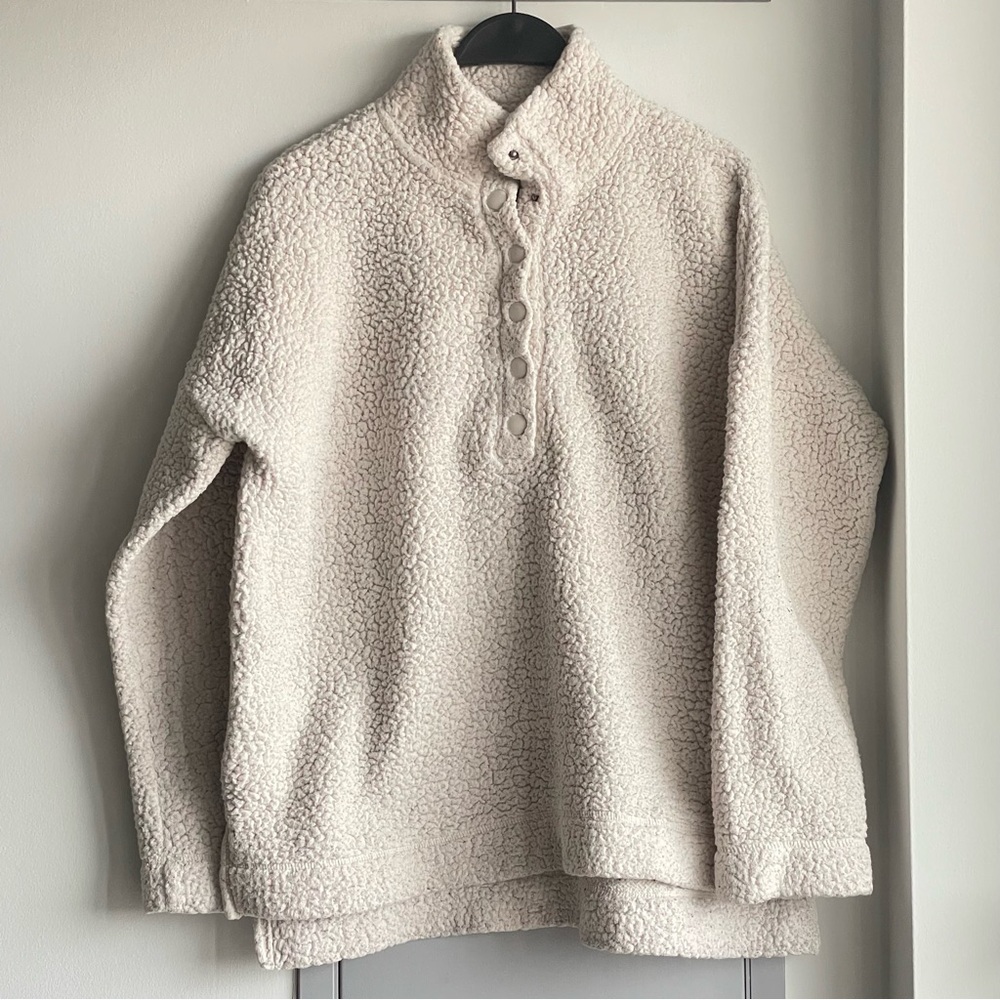 AERIE Cream Sherpa Pullover